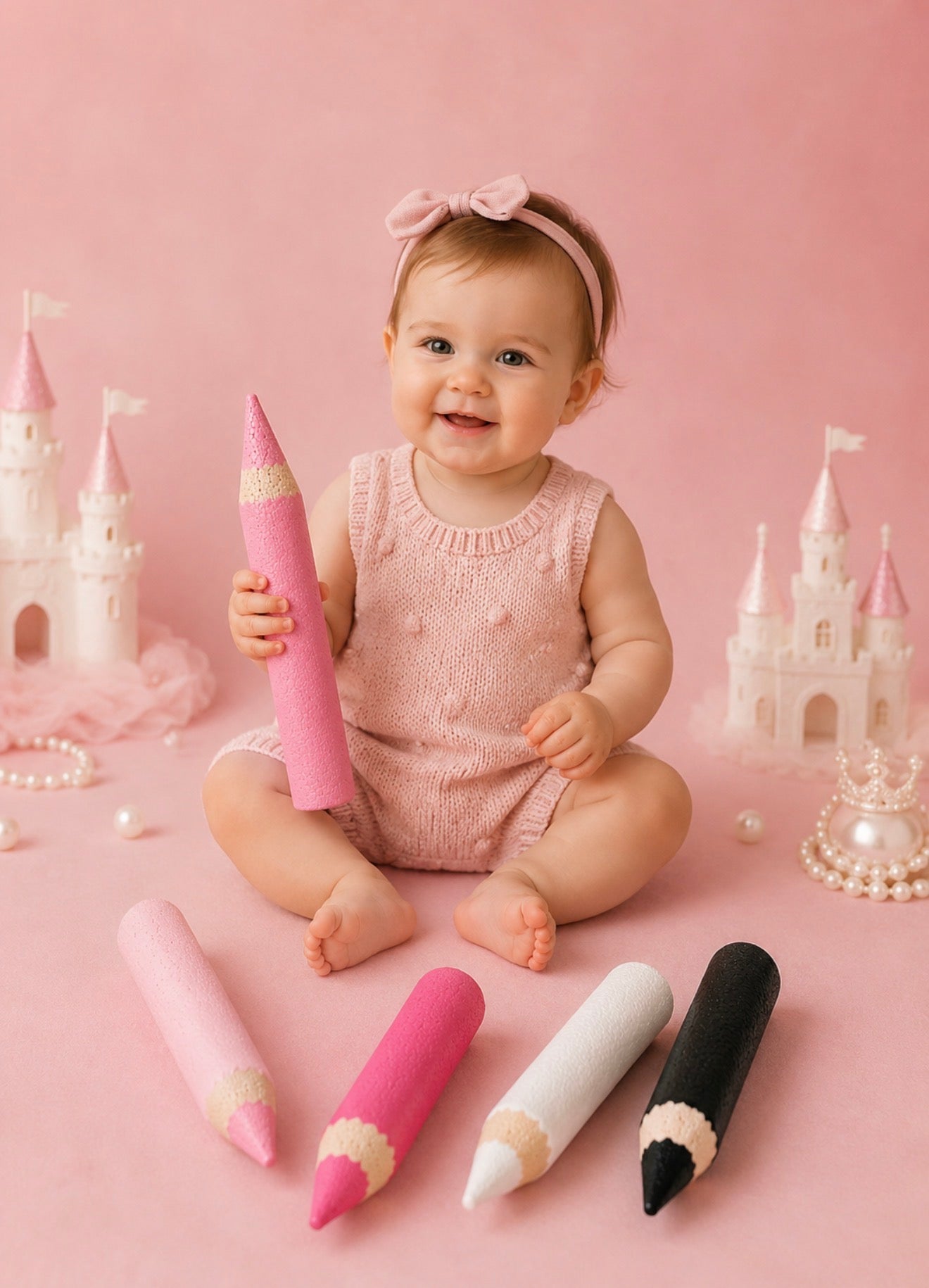 Pretty Pink Collection  Luxury Styrofoam Colored Pencils Set | Fine Art Photography Props - 3 sizes
