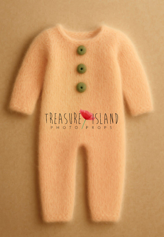Romantic light pech m  & Pink Knitted Romper – Newborn & Sitter Outfit