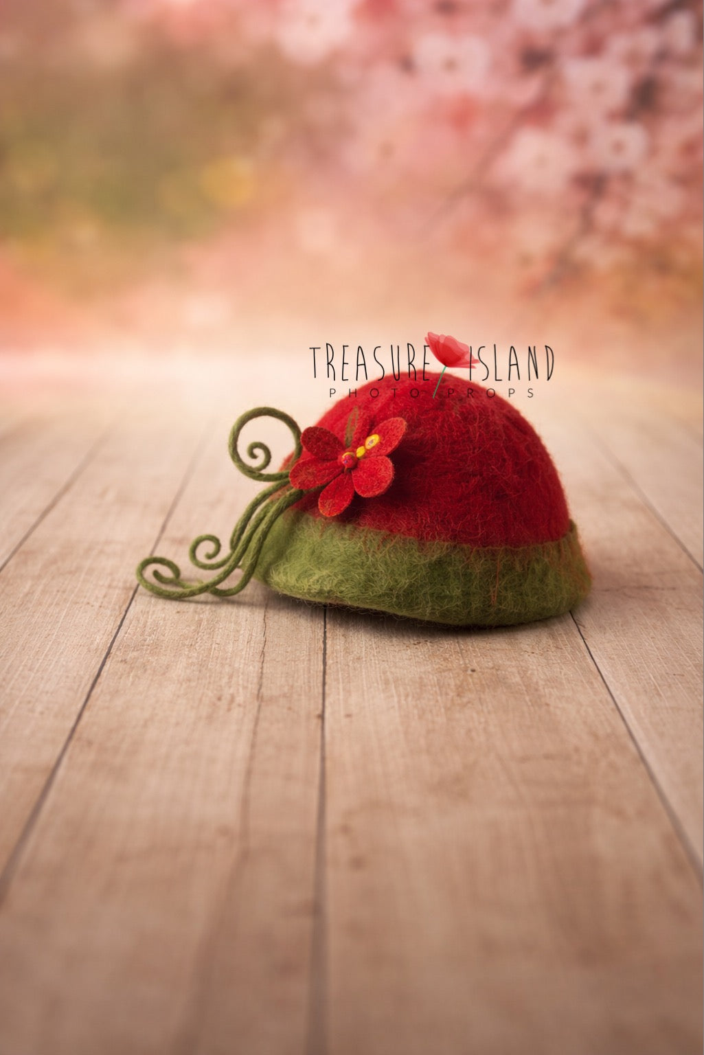 Crimson Tulip Cocoon Set a Unique Felted Props by Treasure Island Photo Props