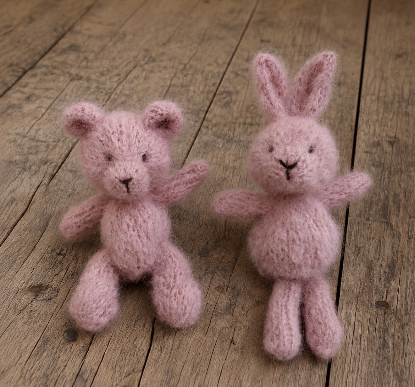 Knitted Teddy Bear & Bunny - Newborn Photo Props