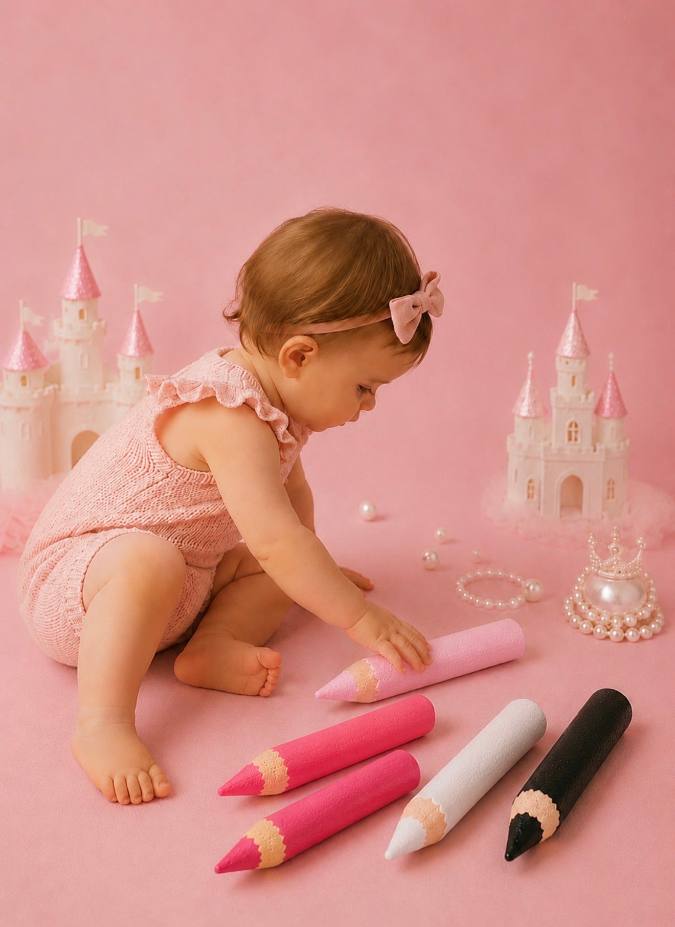Pretty Pink Collection  Luxury Styrofoam Colored Pencils Set | Fine Art Photography Props - 3 sizes