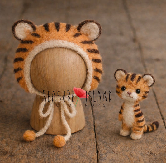 Handmade Felted Tiger Set – Safari Collection | Newborn & Sitter Photography Props