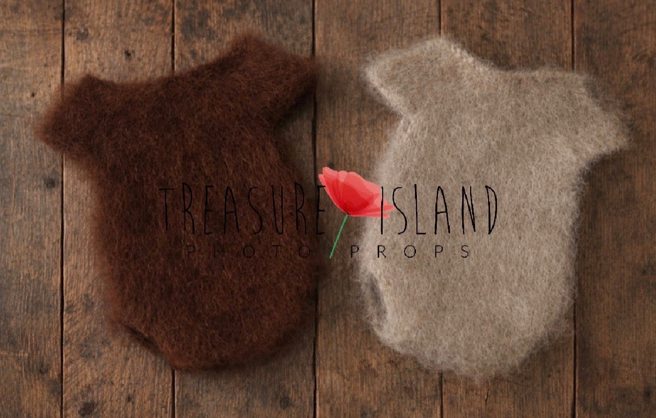 Fluffy Knit Romper & Imp Hat Set - Photography Props