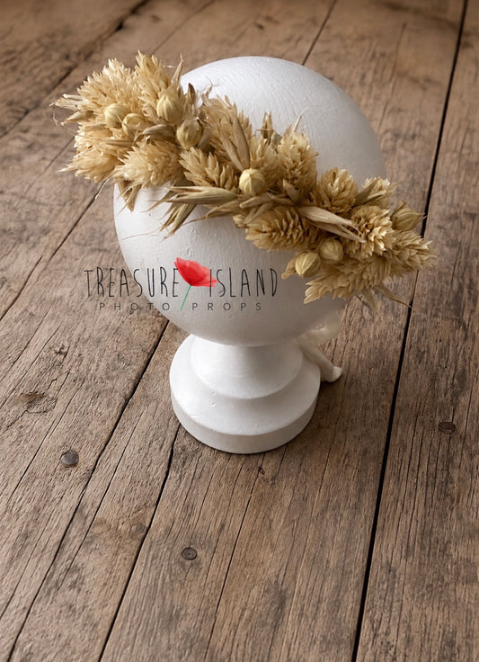 Golden Meadow - Natural Dried Grain Wreath Headband
