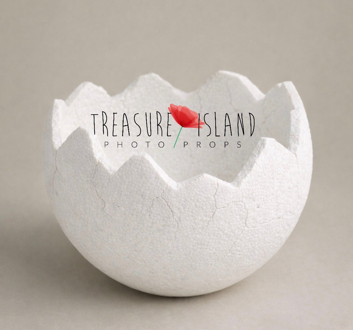 Newborn photo prop from DINO Collection – handmade styrofoam egg shell in natural  colour 