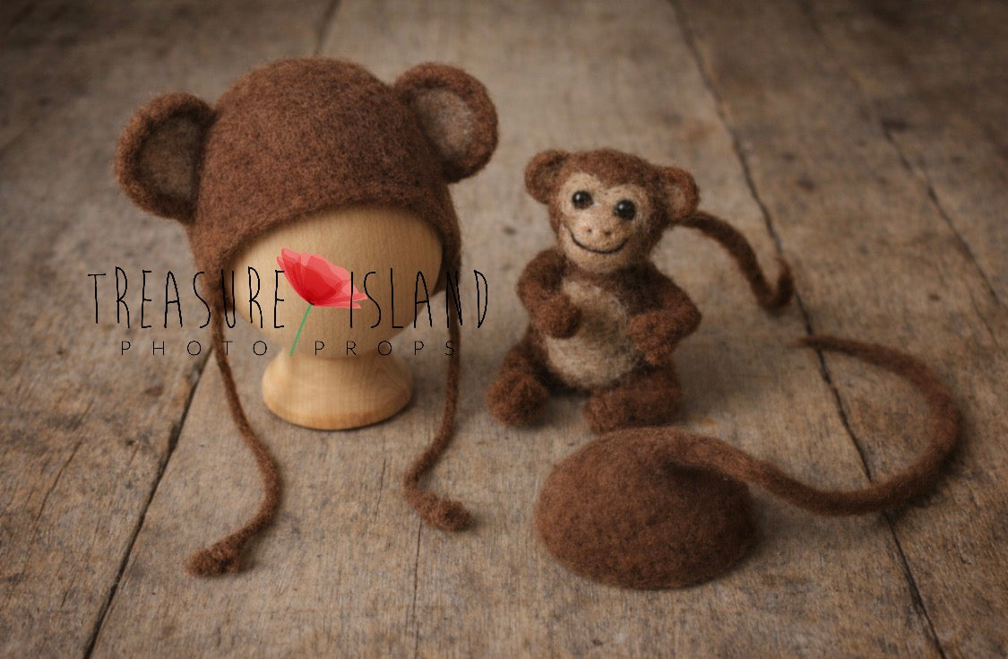 Little Monkey Dream Set – Hand-Felted Newborn Photography Prop