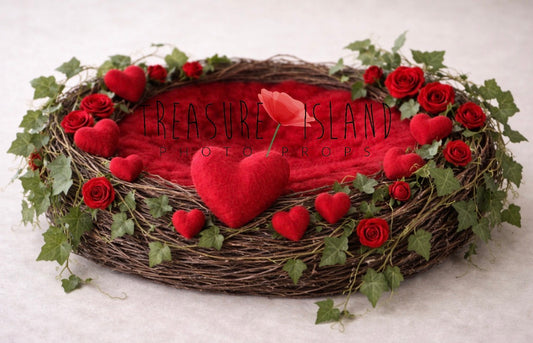 Romantic Valentine Nest – Premium Edition | Handmade Newborn Photography Prop