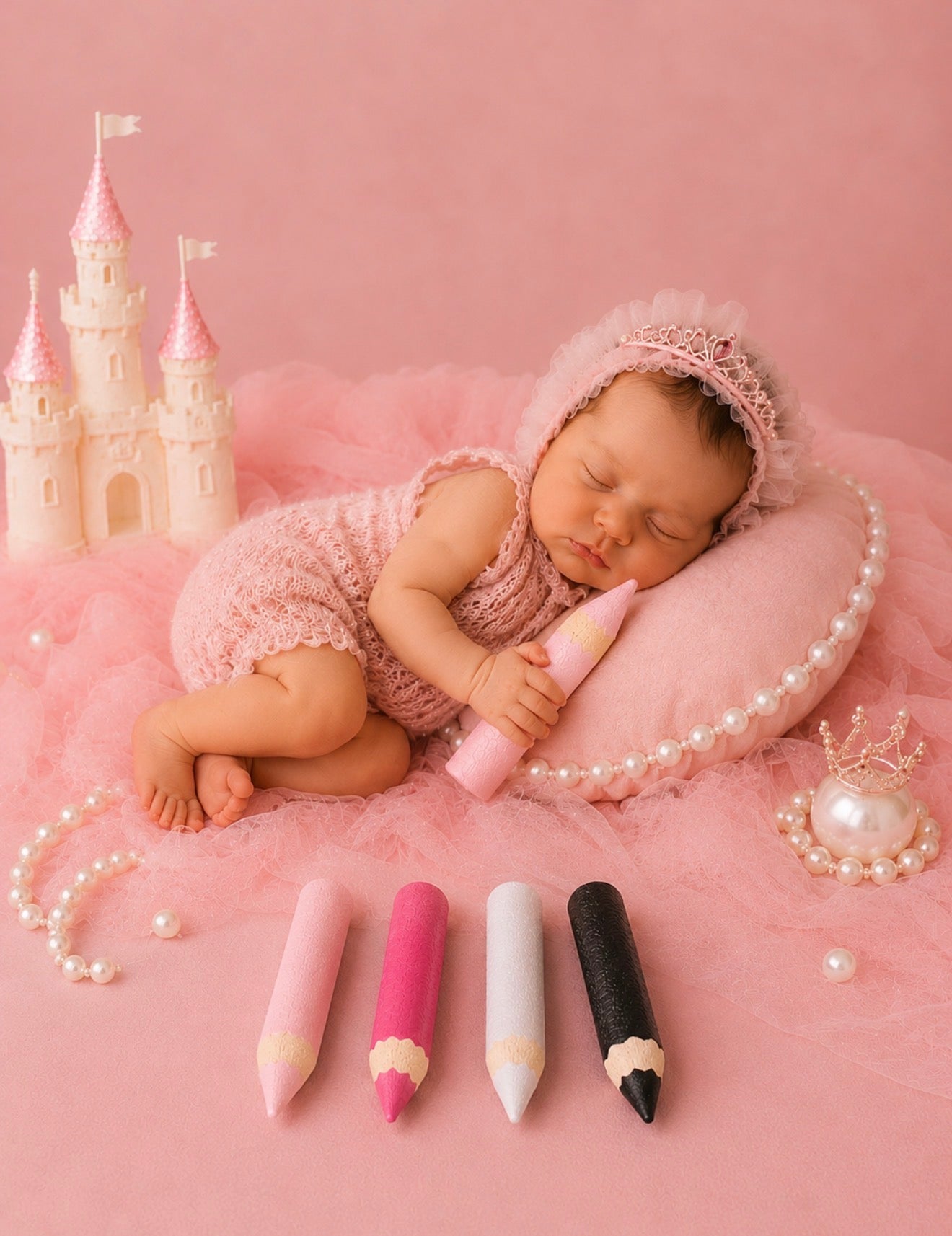 Pretty Pink Collection  Luxury Styrofoam Colored Pencils Set | Fine Art Photography Props - 3 sizes