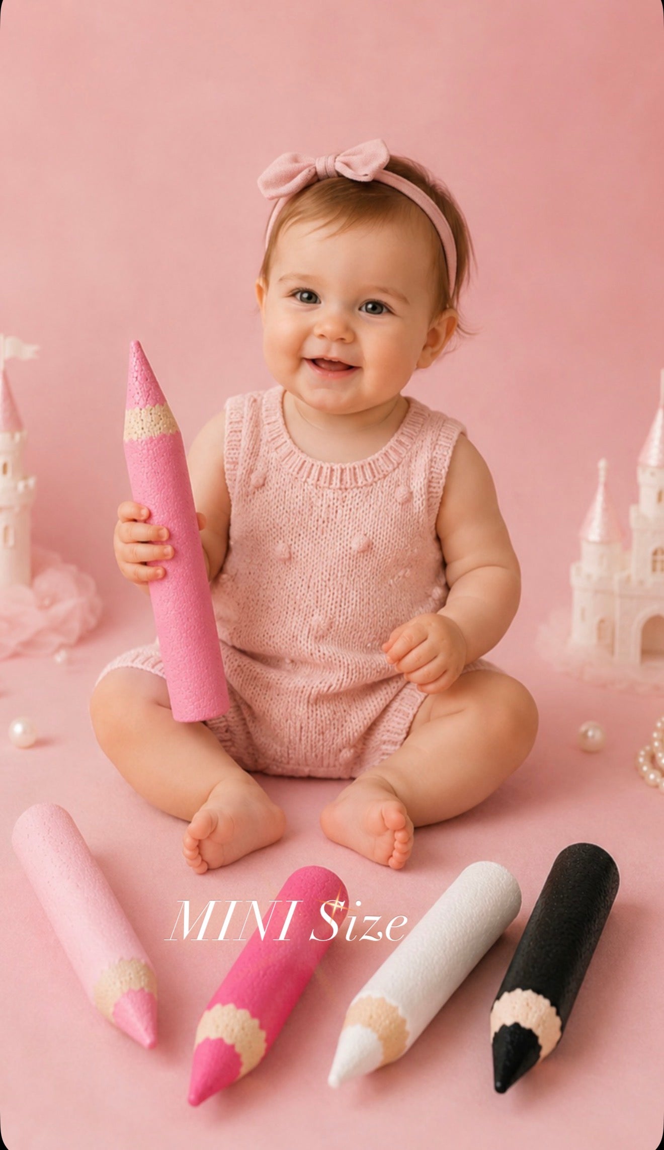 Pretty Pink Collection  Luxury Styrofoam Colored Pencils Set | Fine Art Photography Props - 3 sizes