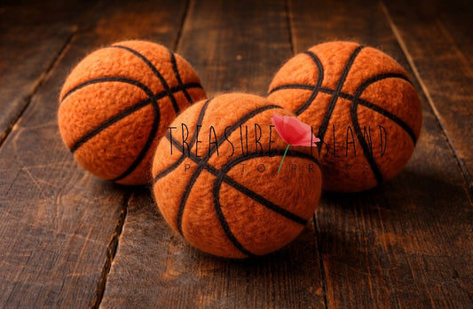 Hand-Felted Basketball Ball | Classic Orange & Black | Handmade Newborn & Sitter Photography Prop