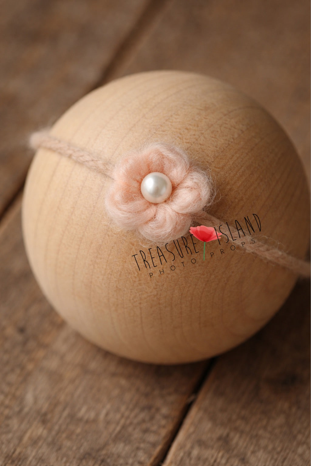 Hand-felted blush pink  flower headband with pearl detail, wool newborn photography prop
