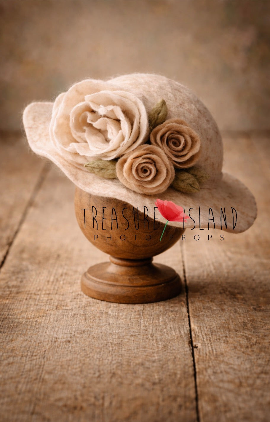 Cappuccino Bloom Felt Hat – Handmade Newborn Photography Prop