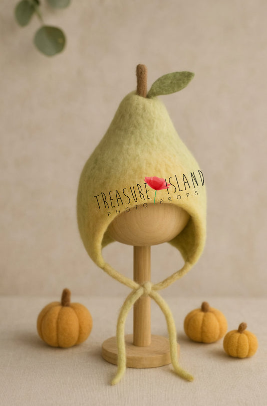 Felted Pear Bonnet & Knitted Romper Set | Autumn Collection
