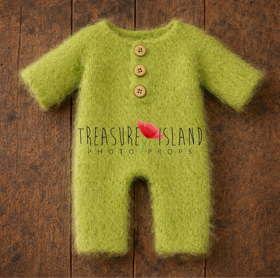 Hand-Knitted Romper – Green Apple  P | Cozy Baby Outfit