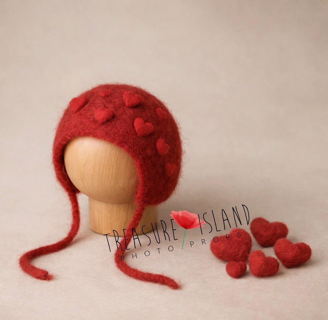 Valentine Felted Bonnet & Dress Set – Handmade Newborn Photography Props