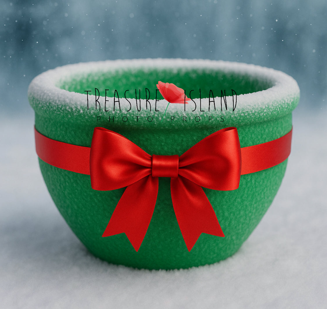 Styrofoam Christmas Bowl with Satin Bow – Red, Green & Gold Versions
