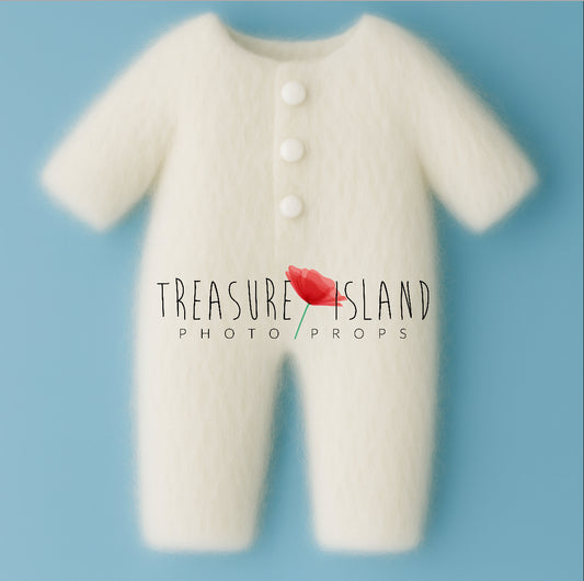 Polar Bear Romper  -  Handmade Winter Outfit - Ice Land Collection
