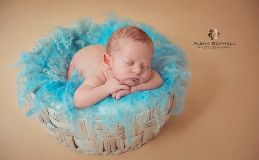 TROPICAL AQUA  Curly Wool Blanket | Hand Felted Natural Sheep Curls Photography Prop