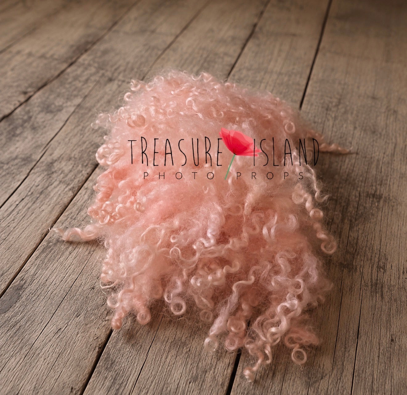 CORAL Curly Wool Blanket - Hand Felted Natural Sheep Curls Photography Prop