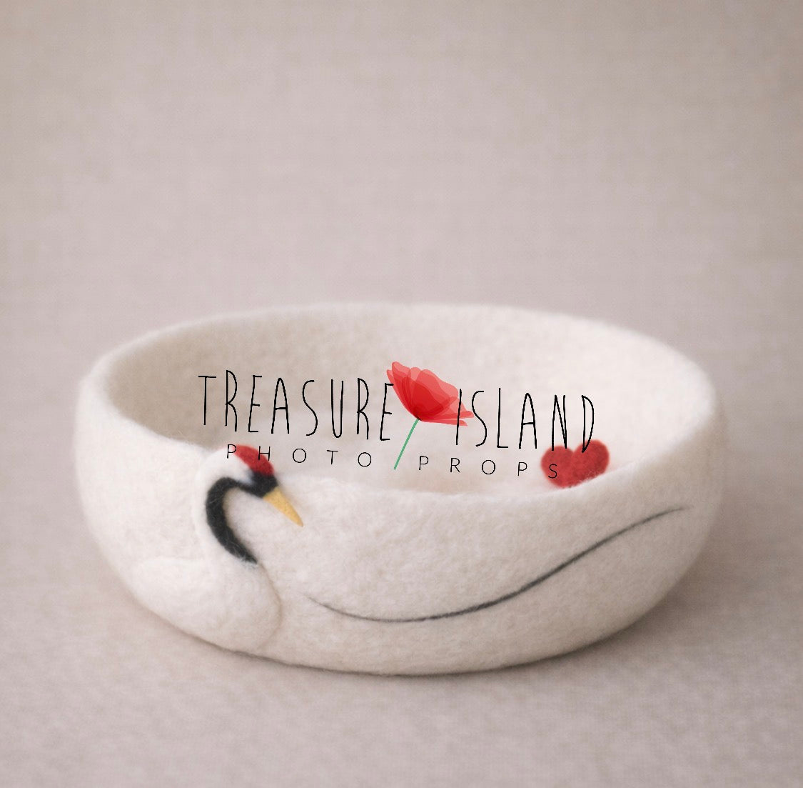 Crane Harmony Bowl – Luxury Felted Crane Newborn Photography Prop