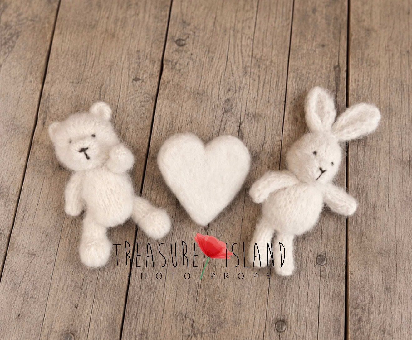 Knitted Teddy Bear & Bunny - Newborn Photo Props