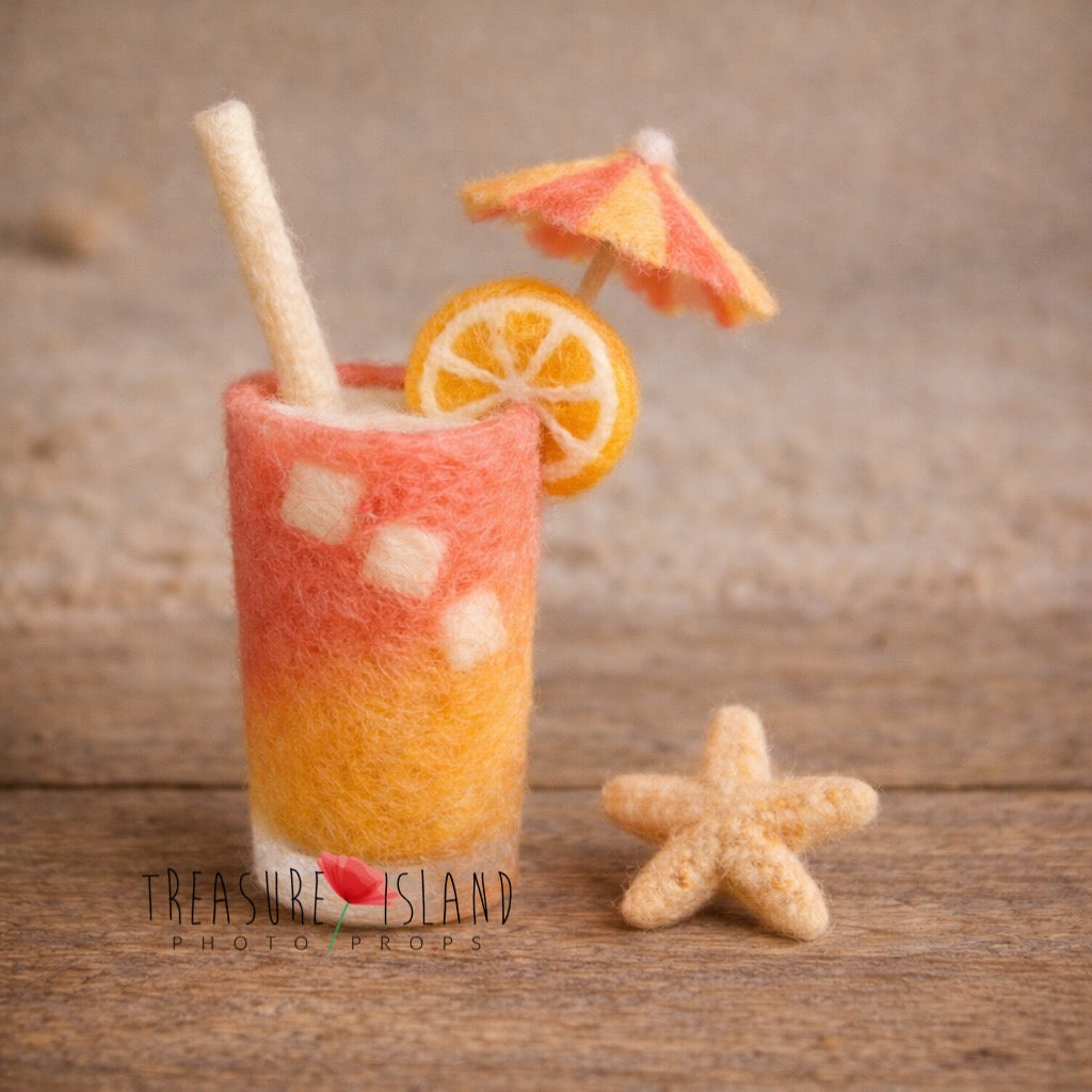 Sunset Coral Drink – Hand-Felted Newborn Photography Prop Set