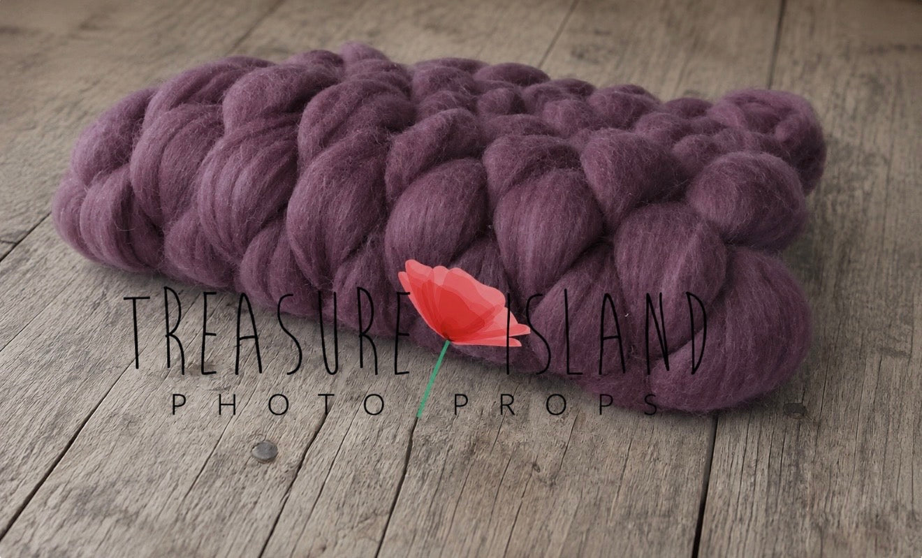 Fluffy Marshmallow Blanket in Mauve Mist shade. Newborn & Sitter Photography Prop.
