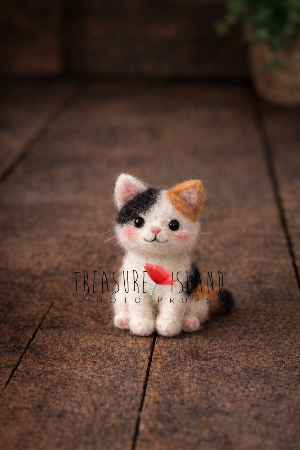 Tricolor Whiskers – Hand-Felted Kitten Bonnet & Companion Set