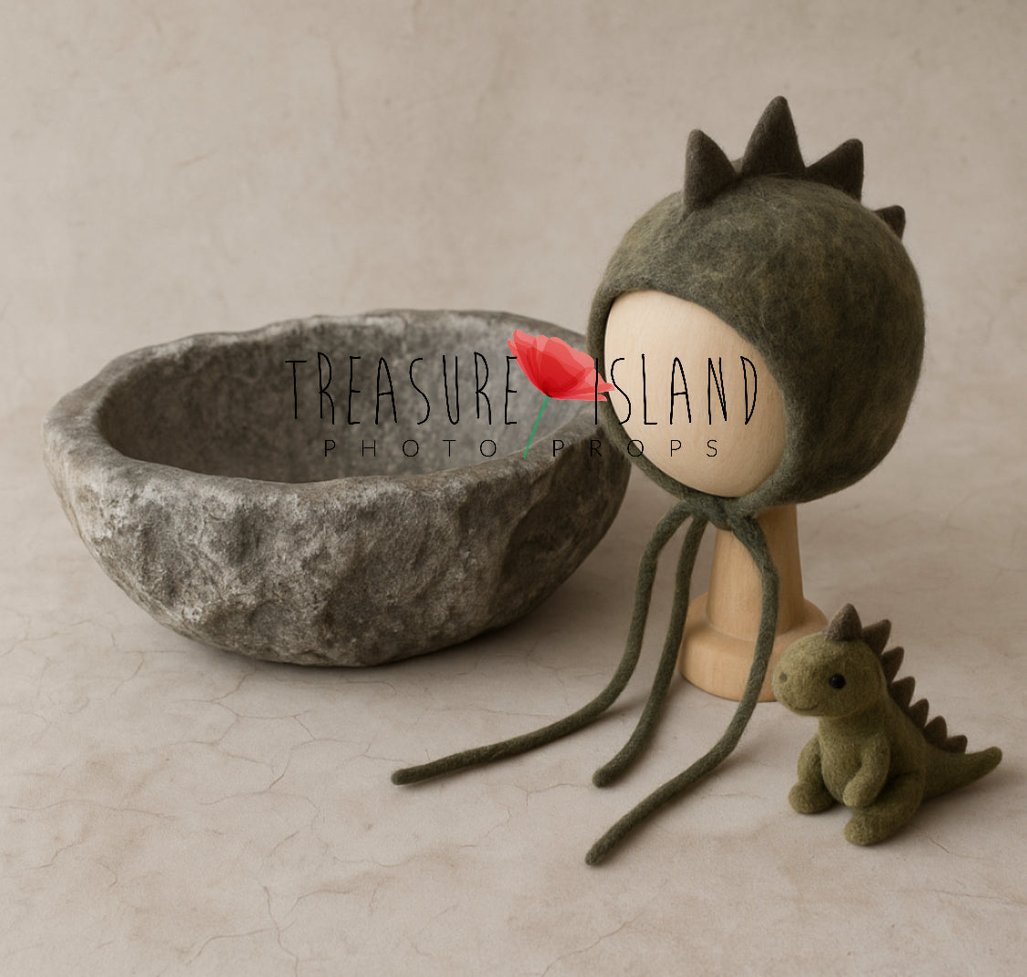 Dinosaur Primitive Stone Set – Bonnet & Toy with  Stone Bowl - LUXURY DINOSAUR Collection