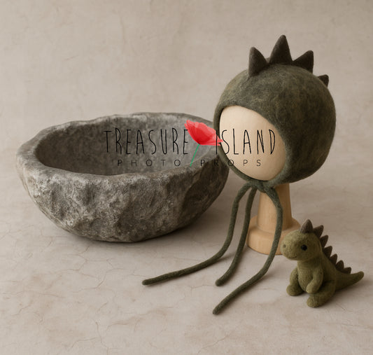 Dinosaur Primitive Stone Set – Bonnet & Toy with  Stone Bowl - LUXURY DINOSAUR Collection
