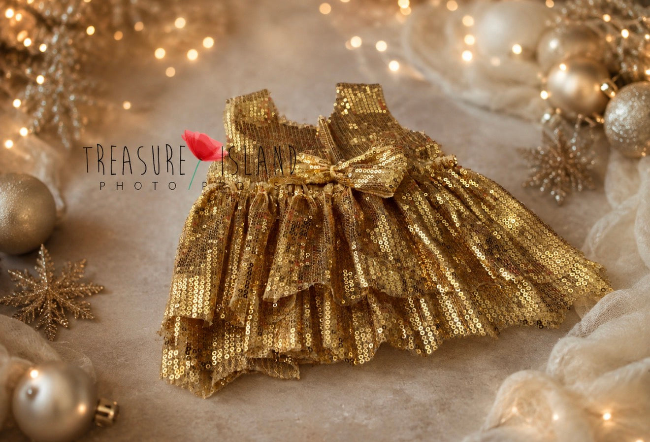 Golden Sequin Dress - Handmade Baby & Newborn Photography Outfit