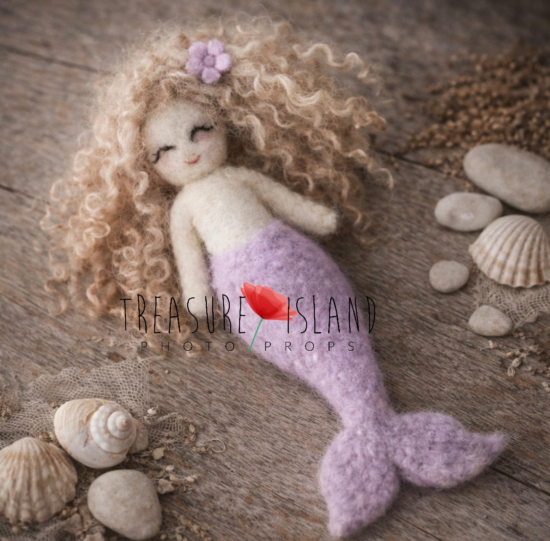 Mini Felted Mermaid Lunelle – Lavender Pearl | Handmade Newborn & Sitter Photography Prop