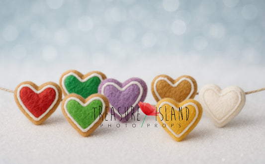 Felted Iced Gingerbread Heart Garland - Handmade Christmas Garland