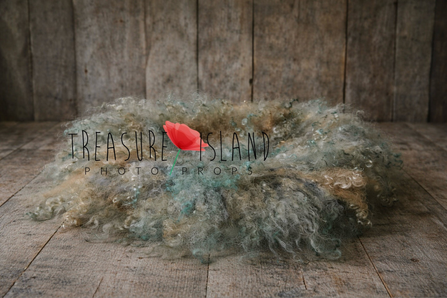 Vintage SAGE and olive blend - Handmade Natural Curly Wool Layer