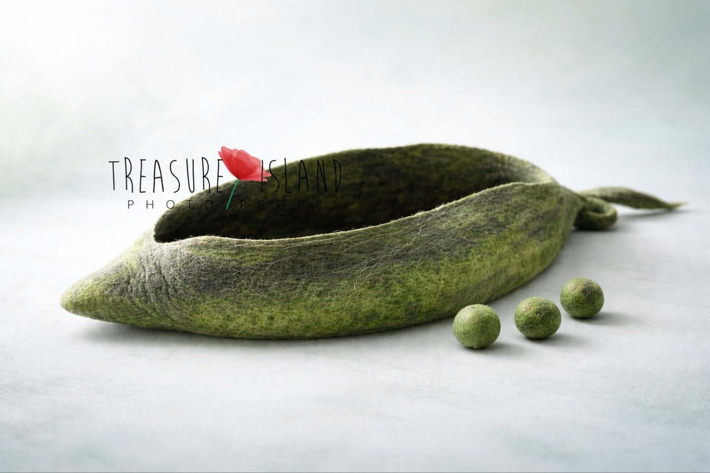 Emerald Whisper – Felted Pea Pod Nest - Unique Photo Props