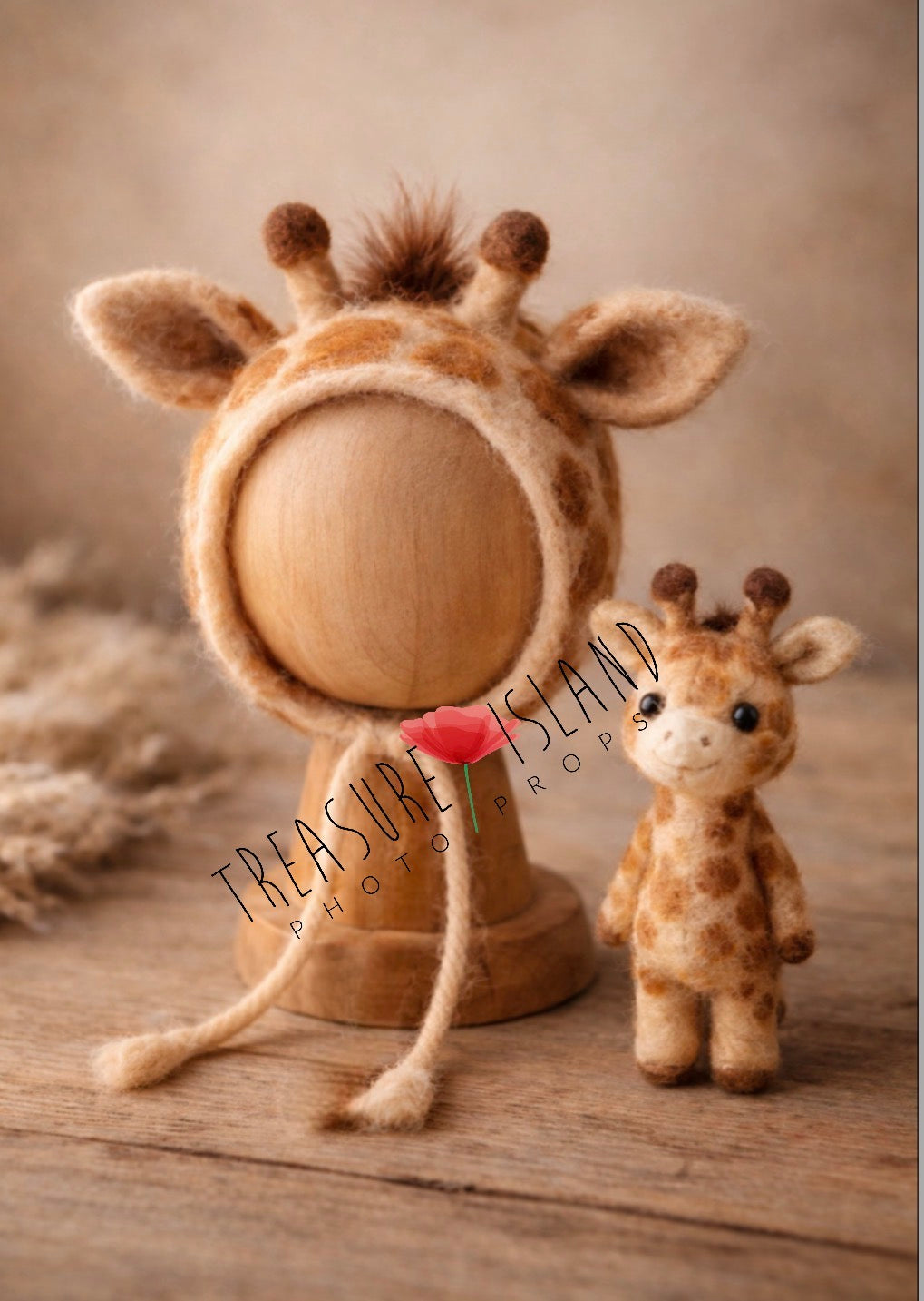 Safari Giraffe Felted Set – Handmade Newborn & Sitter Photography Props