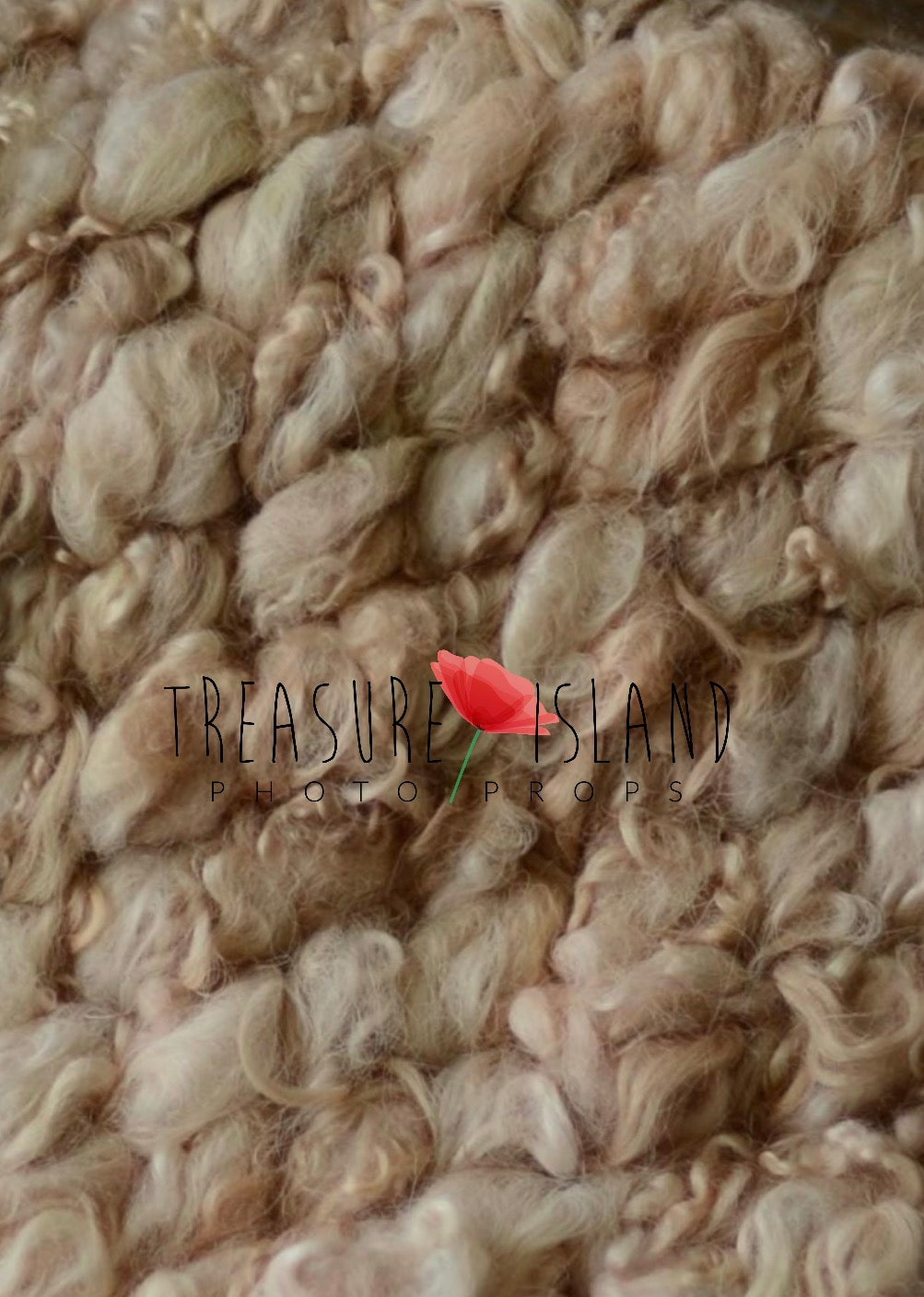 Curly Woven Blankets – Natural Wool & Sheep Locks Photography Props Latte color 