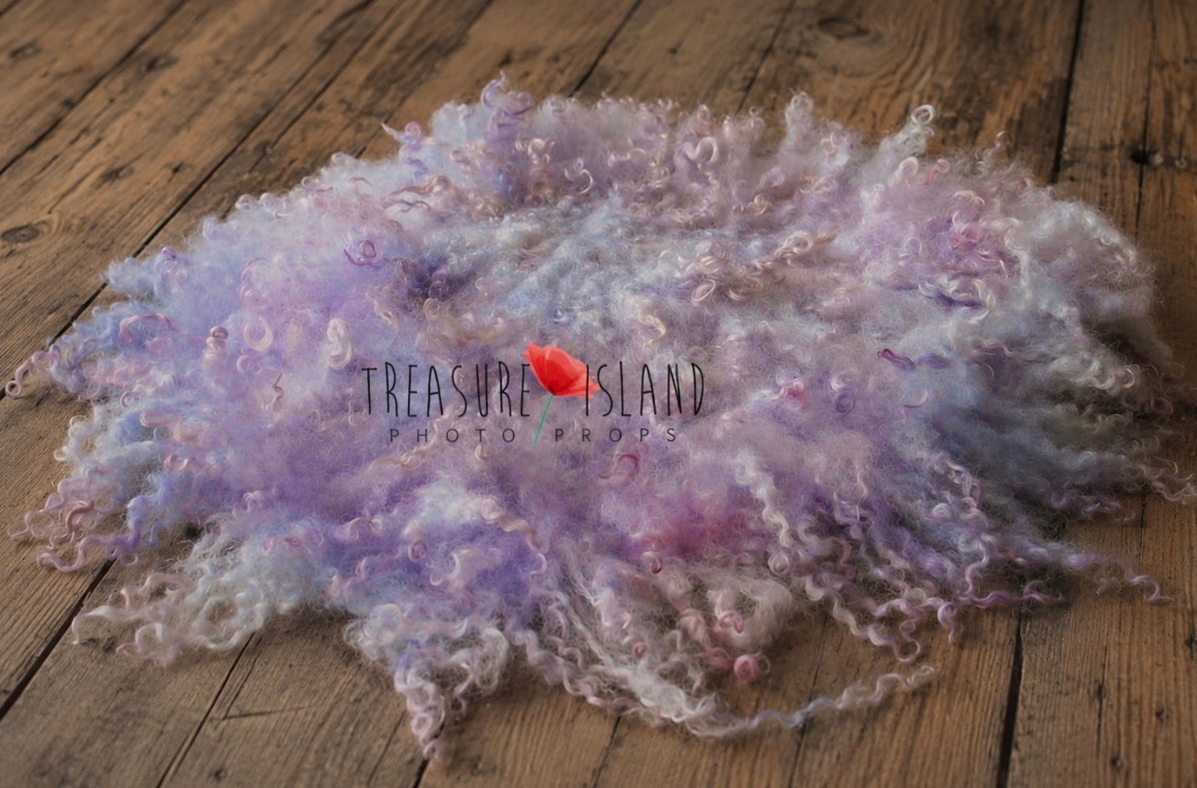 Delicate LILAC & LAVENDER shades | Hand Felted Natural Sheep Curls Photography Prop
