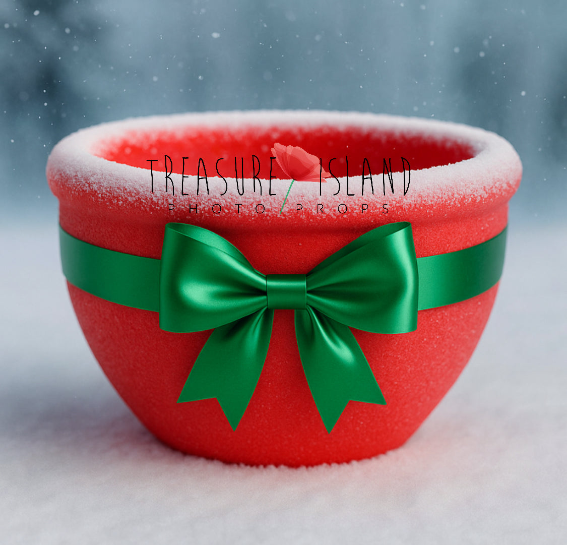 Styrofoam Christmas Bowl with Satin Bow – Red, Green & Gold Versions