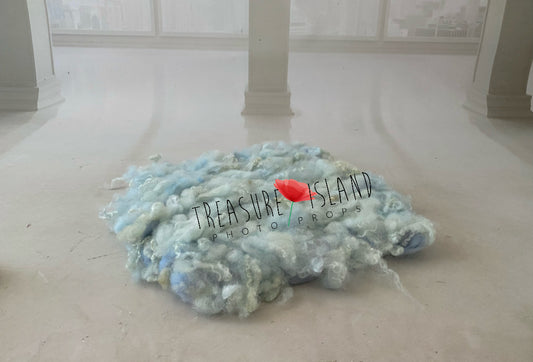 Curly Woven Wool Blanket with Sheep Locks in Blue or Newborn Photography.