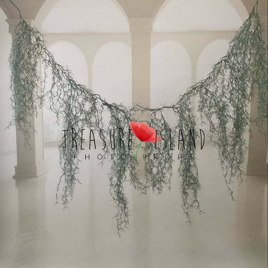 MOSSES GARLAND_SPANISH MOSS_BOHO GARLAND_ OVERHANG BOHO green 150 cm or 180 cm model 1