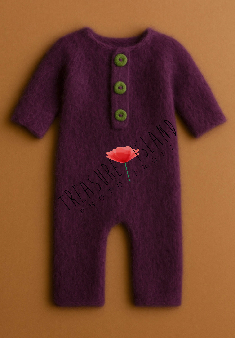 Hand-Knitted Romper – Eggplant | Cozy Baby Outfit