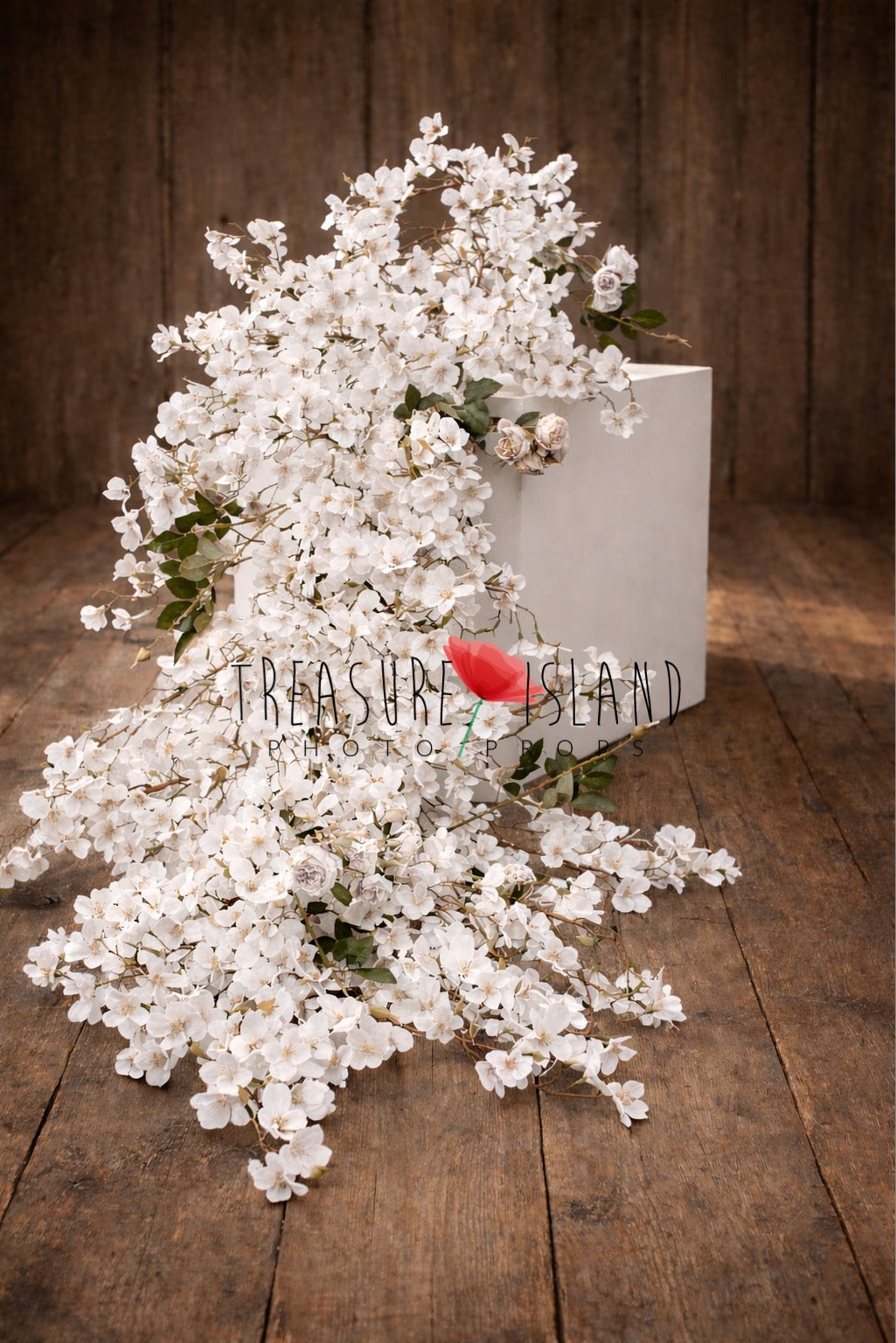 Luxury artificial blossom and rose branch photography prop in white, cappuccino, blue or blush pink – flexible floral decoration for newborn and sitter sessions
