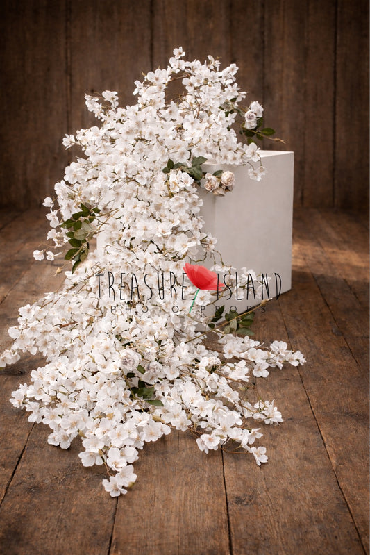 Luxury artificial blossom and rose branch photography prop in white, cappuccino, blue or blush pink – flexible floral decoration for newborn and sitter sessions
