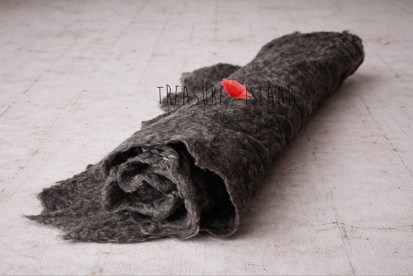 Hand-Felted wool blanket - organic in charcoal graphite colour - photo props - safari theme 