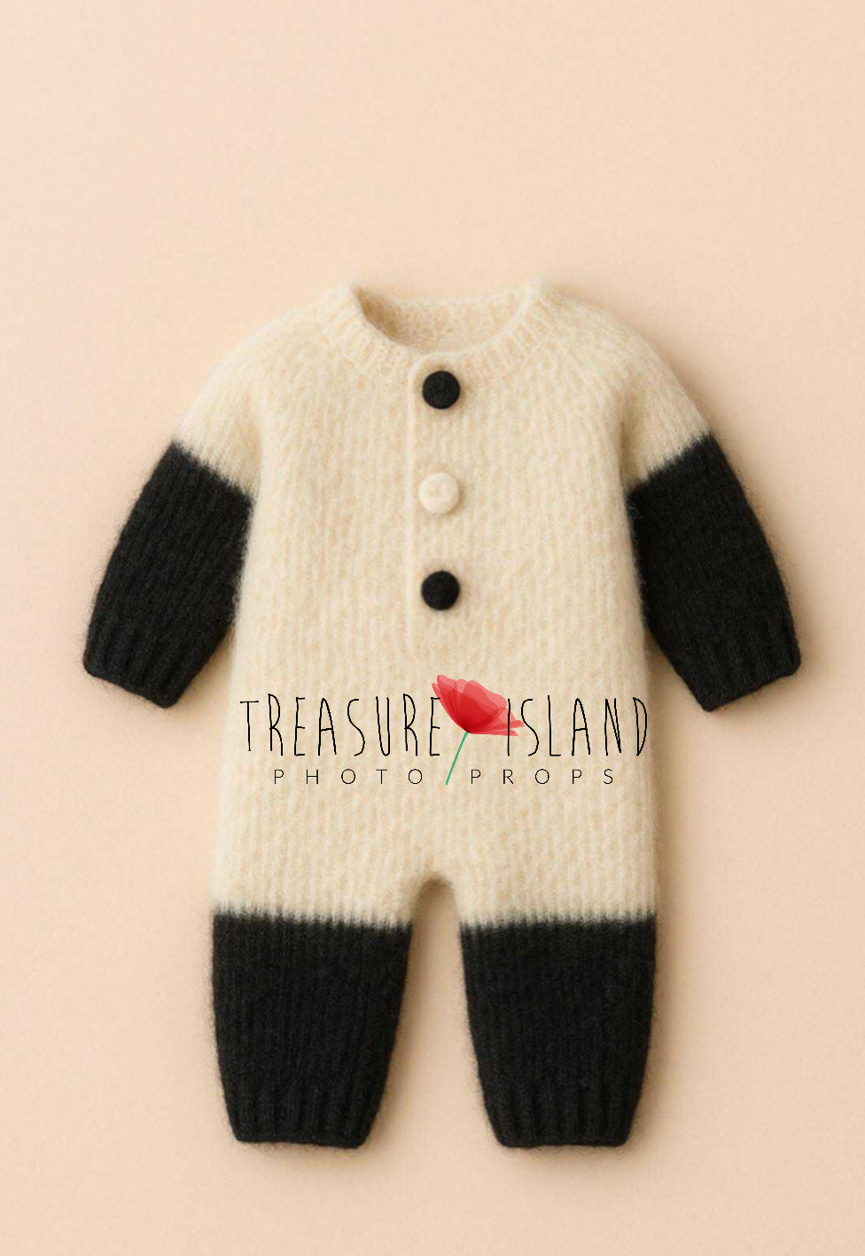 KNITTED PANDA SET – romper & hat - Knitted outfit