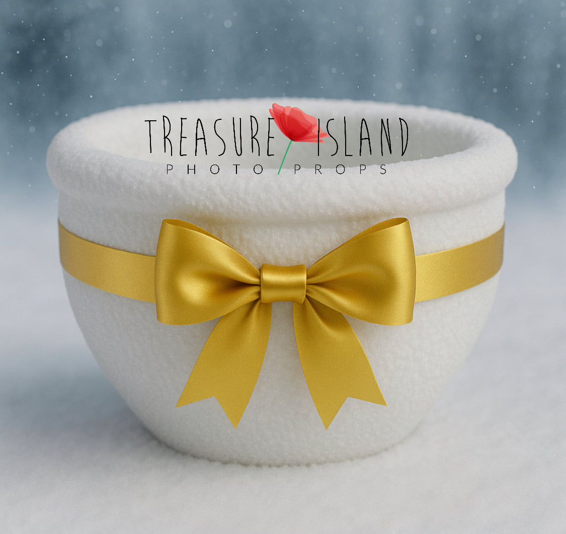Styrofoam Christmas Bowl with Satin Bow – Red, Green & Gold Versions