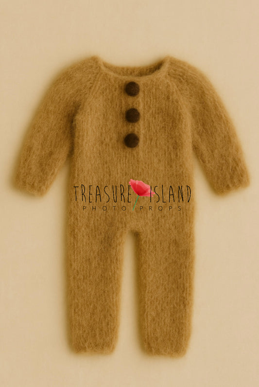 Handmade Knitted Romper – Caramel
