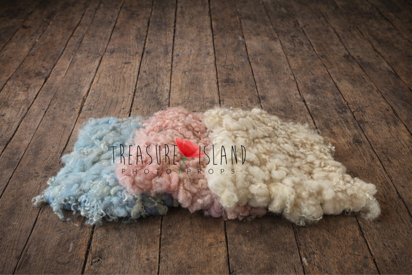 Curly Woven Blankets – Natural Wool & Sheep Locks Photography Props Blue , pink, natural white color 