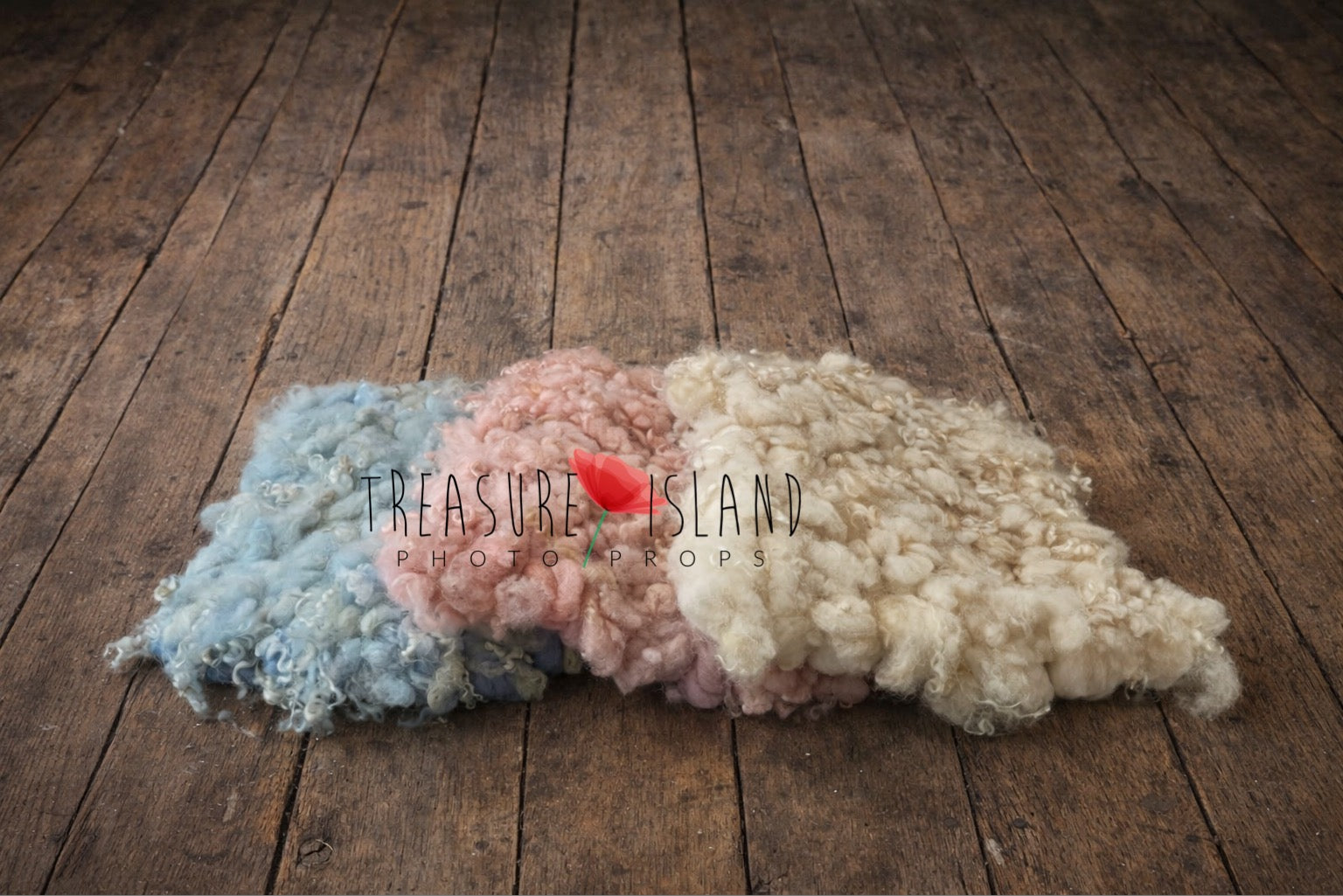 Curly Woven Blankets – Natural Wool & Sheep Locks Photography Props Blue , pink, natural white color 